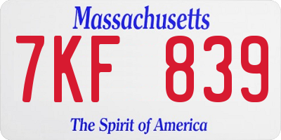 MA license plate 7KF839