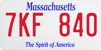 MA license plate 7KF840