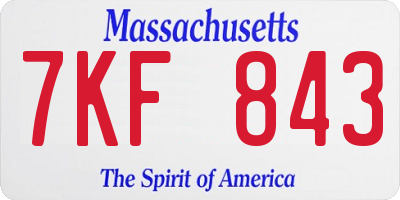 MA license plate 7KF843