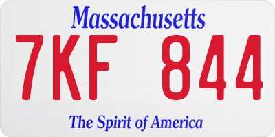 MA license plate 7KF844