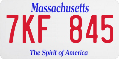 MA license plate 7KF845