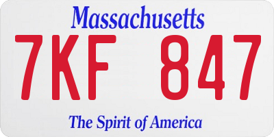 MA license plate 7KF847