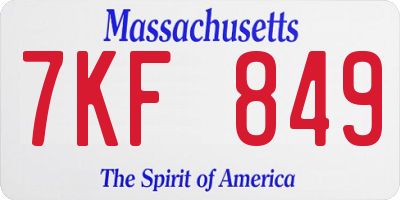 MA license plate 7KF849