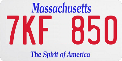 MA license plate 7KF850