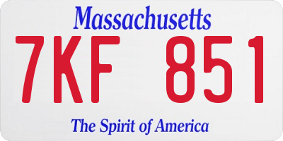 MA license plate 7KF851