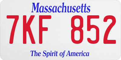 MA license plate 7KF852
