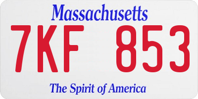 MA license plate 7KF853