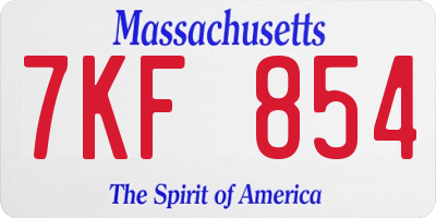 MA license plate 7KF854