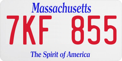 MA license plate 7KF855