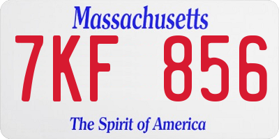 MA license plate 7KF856
