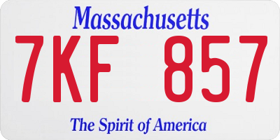 MA license plate 7KF857