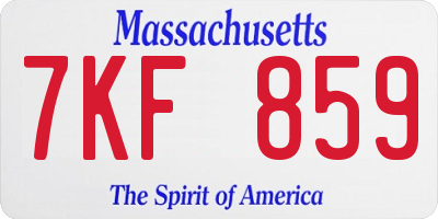 MA license plate 7KF859