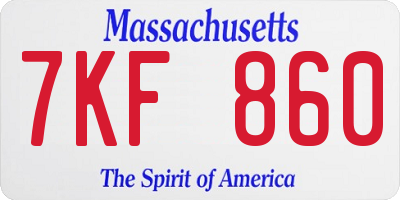 MA license plate 7KF860