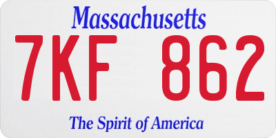 MA license plate 7KF862