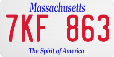 MA license plate 7KF863