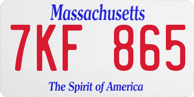 MA license plate 7KF865