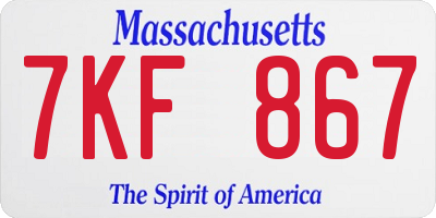 MA license plate 7KF867