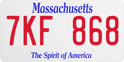 MA license plate 7KF868