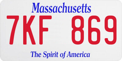 MA license plate 7KF869