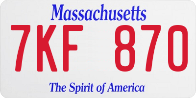 MA license plate 7KF870