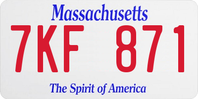 MA license plate 7KF871