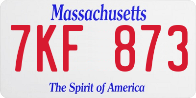 MA license plate 7KF873