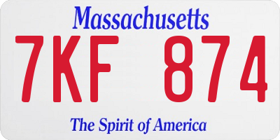 MA license plate 7KF874