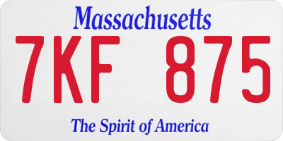 MA license plate 7KF875