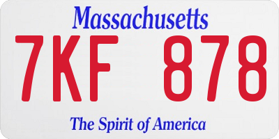 MA license plate 7KF878