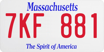 MA license plate 7KF881
