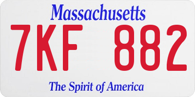 MA license plate 7KF882