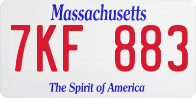 MA license plate 7KF883