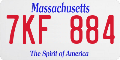 MA license plate 7KF884