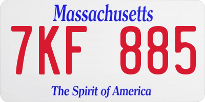 MA license plate 7KF885