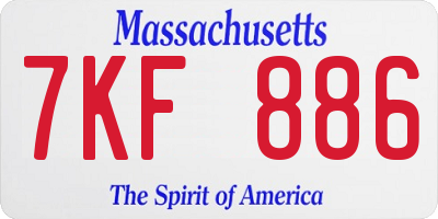 MA license plate 7KF886