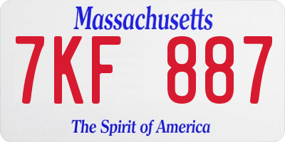 MA license plate 7KF887