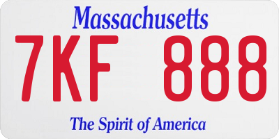 MA license plate 7KF888