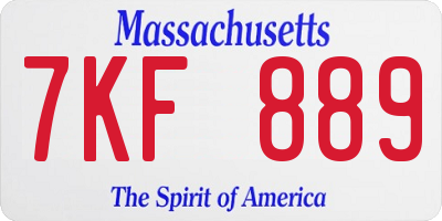 MA license plate 7KF889