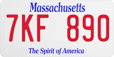 MA license plate 7KF890