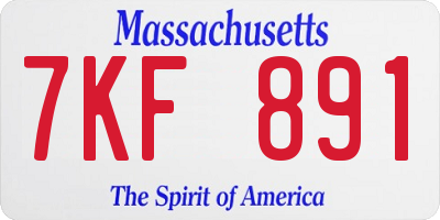 MA license plate 7KF891