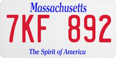 MA license plate 7KF892