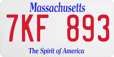 MA license plate 7KF893