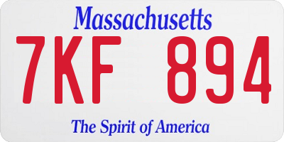 MA license plate 7KF894