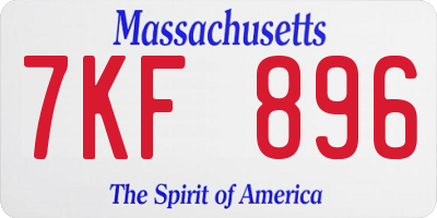 MA license plate 7KF896