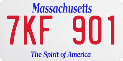 MA license plate 7KF901