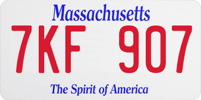 MA license plate 7KF907