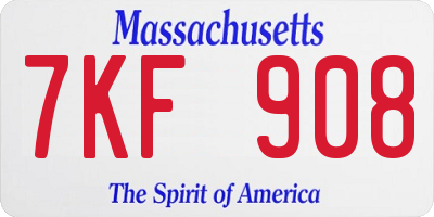 MA license plate 7KF908