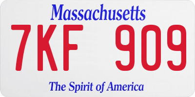 MA license plate 7KF909