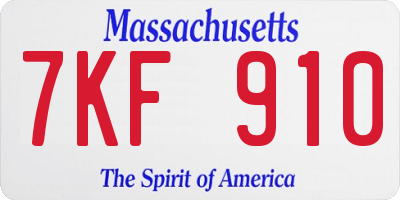 MA license plate 7KF910