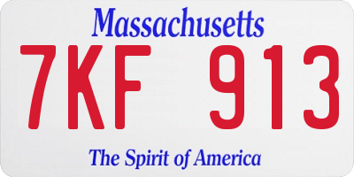 MA license plate 7KF913